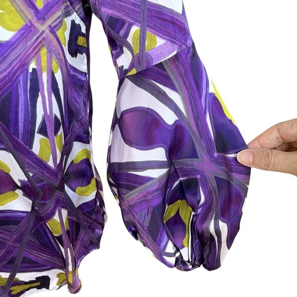 Silvia Tcherassi Borsani Blouse Purple Kaleidoscope Silk Top Shirt Size Small - Picture 3 of 9
